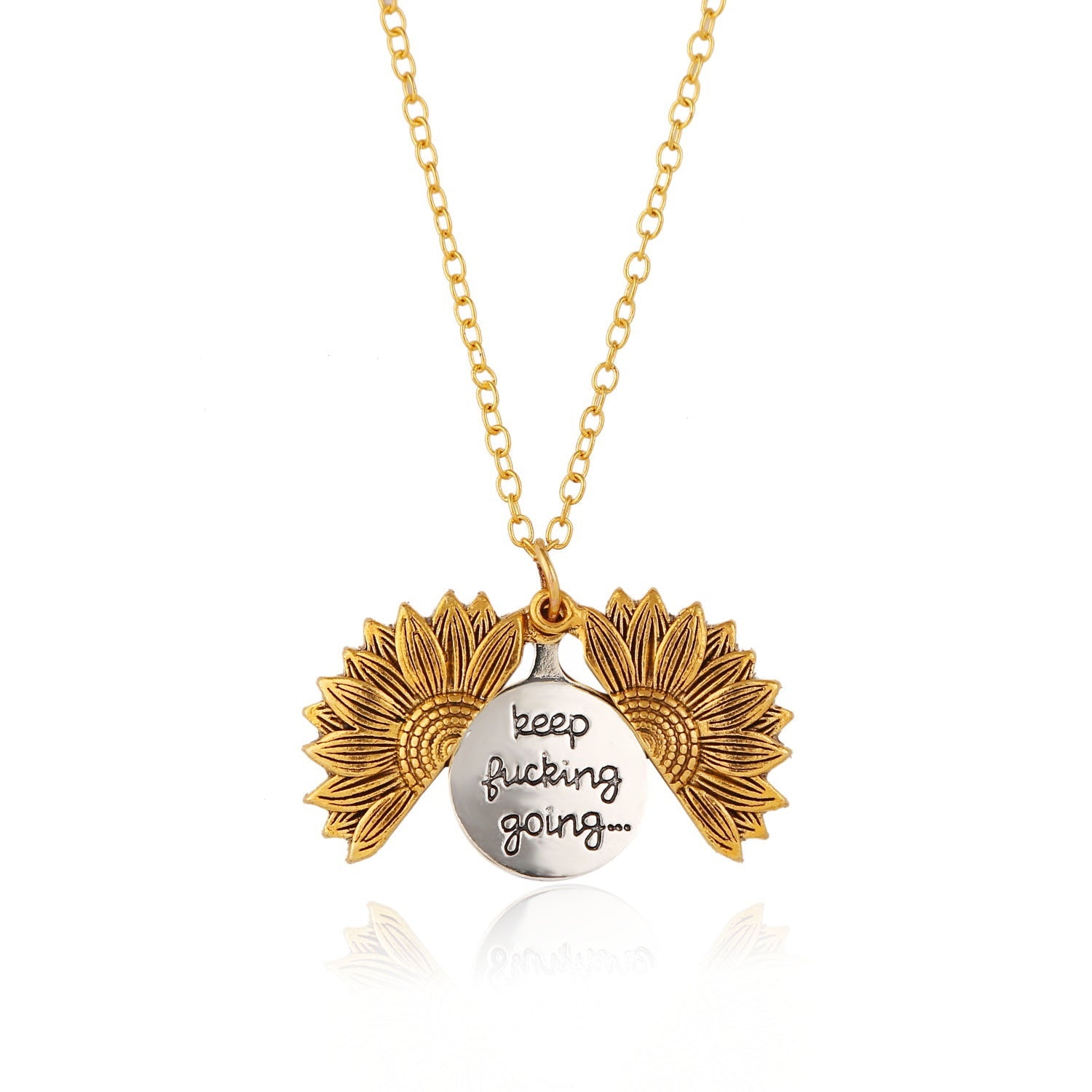 Ornament Sun Open Lettering Sunflower Alloy Necklaces