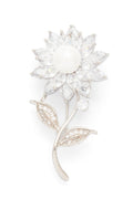 Elegant Cubic Zirconia Sunflower Statement Brooch Jewelry Accessory