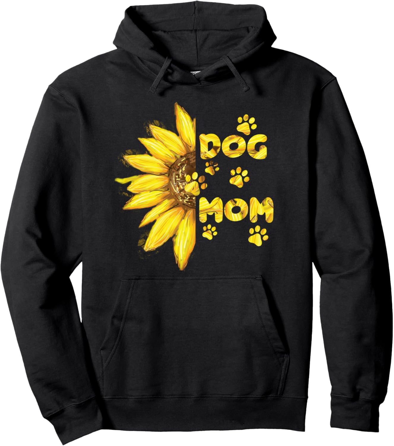 Sunflower Hoodie Dog Mom Paw Print Women's Gift Pullover Hoodie