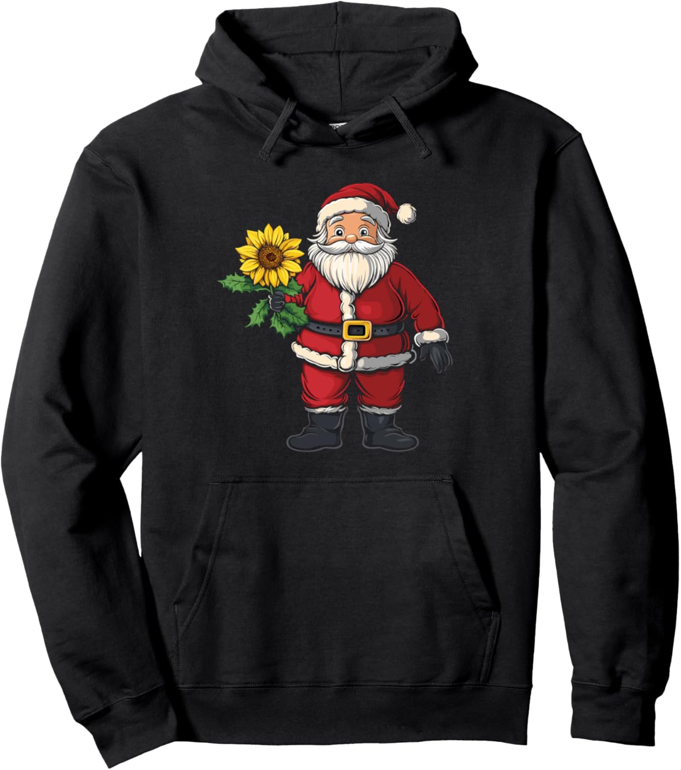Santa Claus Holding Sunflower Christmas Xmas Pullover Hoodie