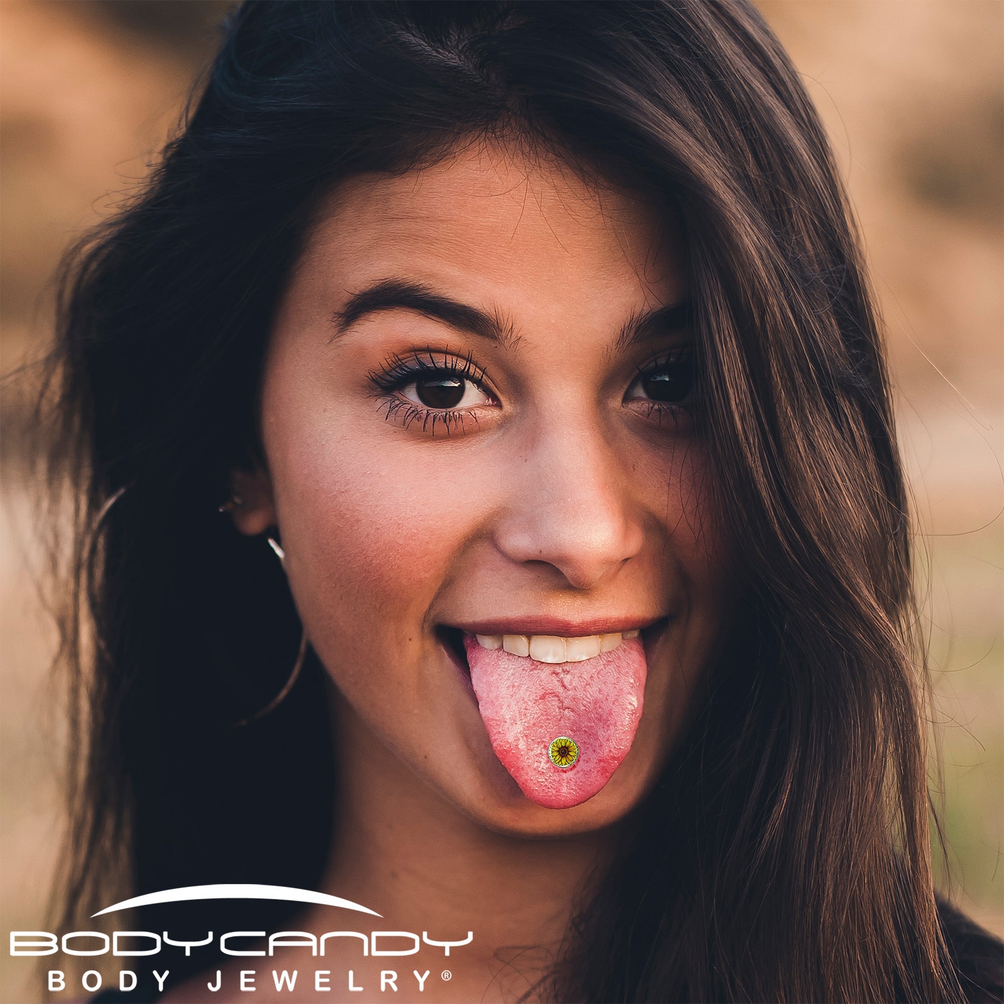 Blossom Creation Yellow Sunflower Barbell Tongue Ring by Onyx O