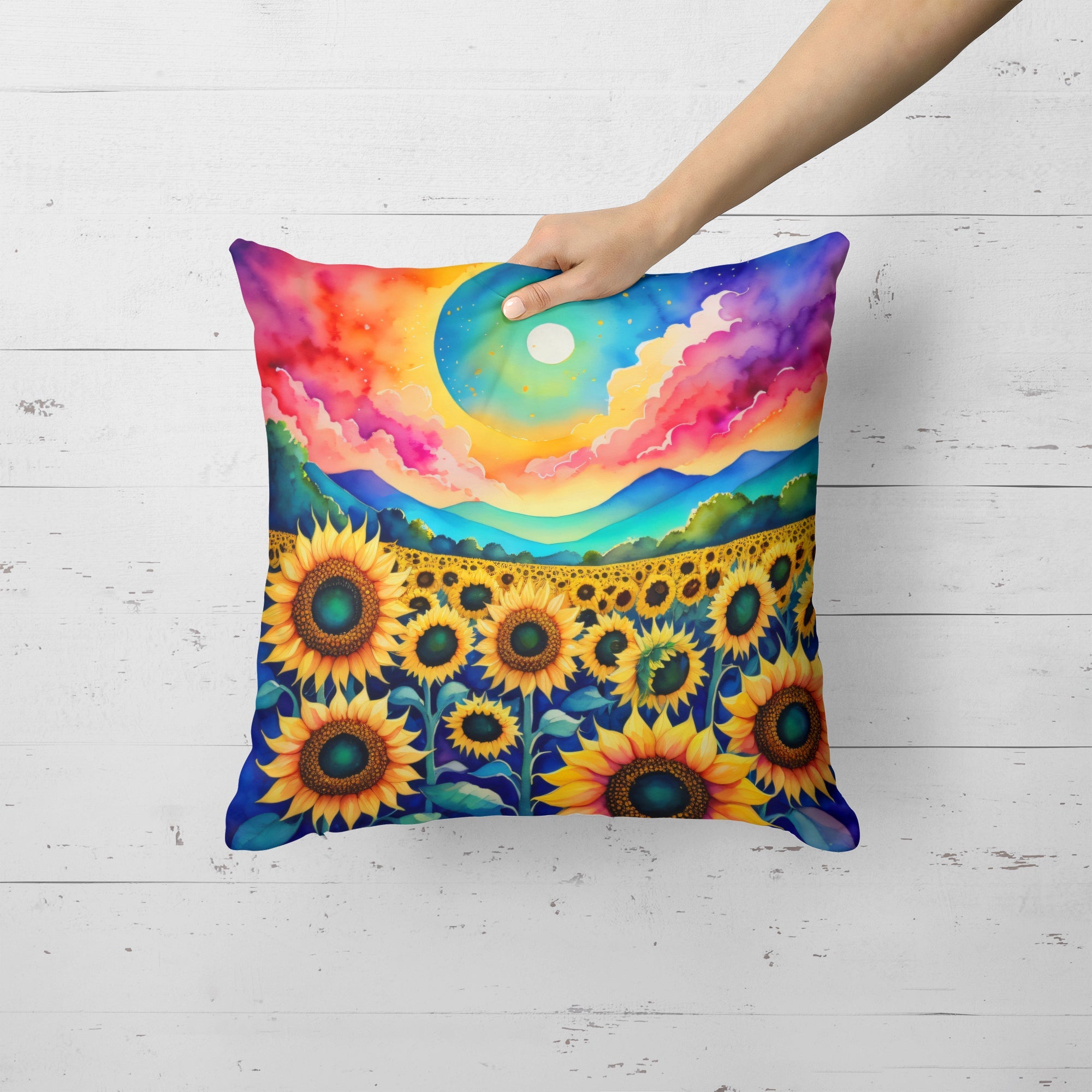 Colorful Sunflowers Fabric Decorative Pillow DAC1993PW1818
