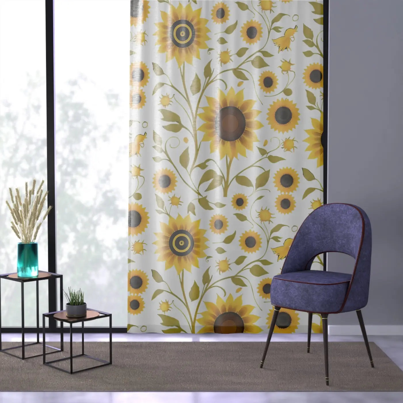 Vibrant Large Sunflowers Window Curtain - 50x84 Polyester - Dipaliz