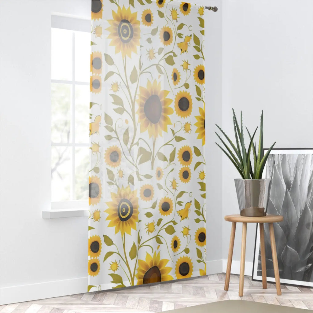 Vibrant Large Sunflowers Window Curtain - 50x84 Polyester - Dipaliz